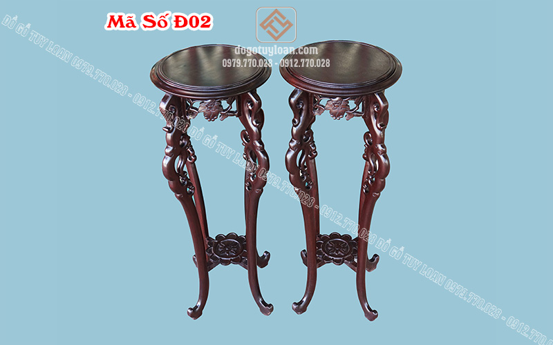 Đôn Gỗ Tròn - Đôn Kiều Lá Nho Gỗ Gụ Đ02