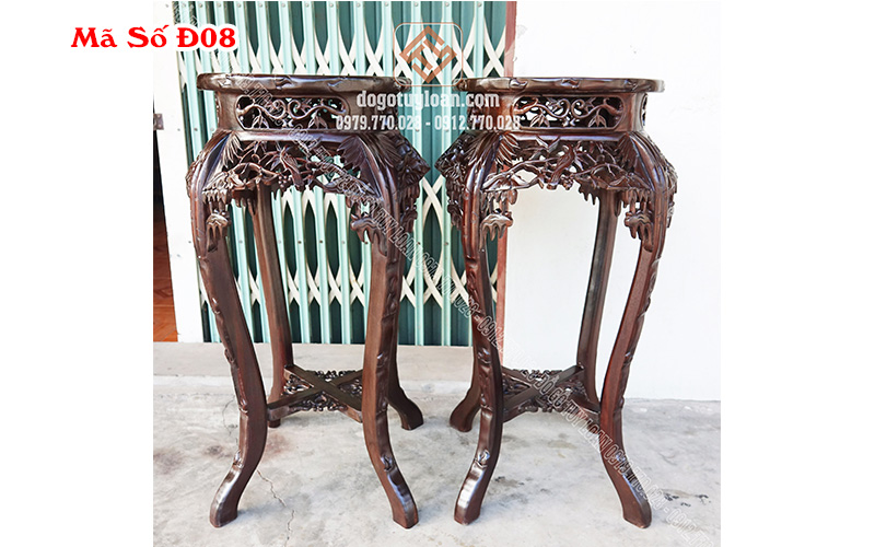 Đôn Gỗ Tròn - Đôn Trúc Cổ Cao Mặt Tròn Đ08