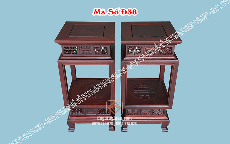 Đôn Vuông Lồng Đèn Gỗ Gụ Đ38