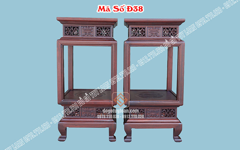 Đôn Vuông Lồng Đèn Gỗ Gụ Đ38