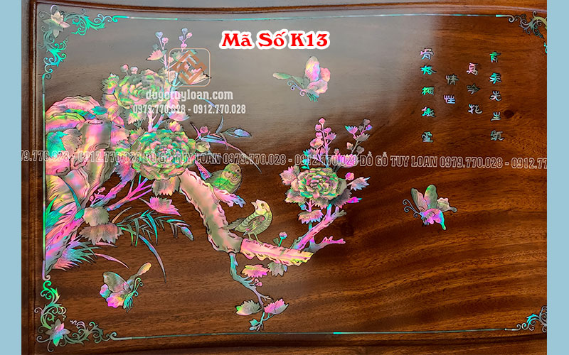 Kệ Tivi Cao Cấp Hoa Lá Tây Khảm Ốc Đỏ K13