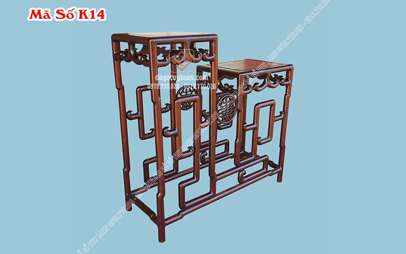 Kệ Nhị Sơn Móc Gỗ Gụ K14