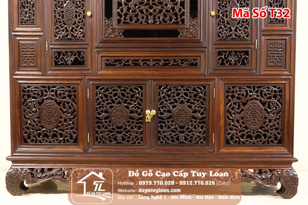 Tủ Sách Huế Gỗ Gụ Mã Số T32