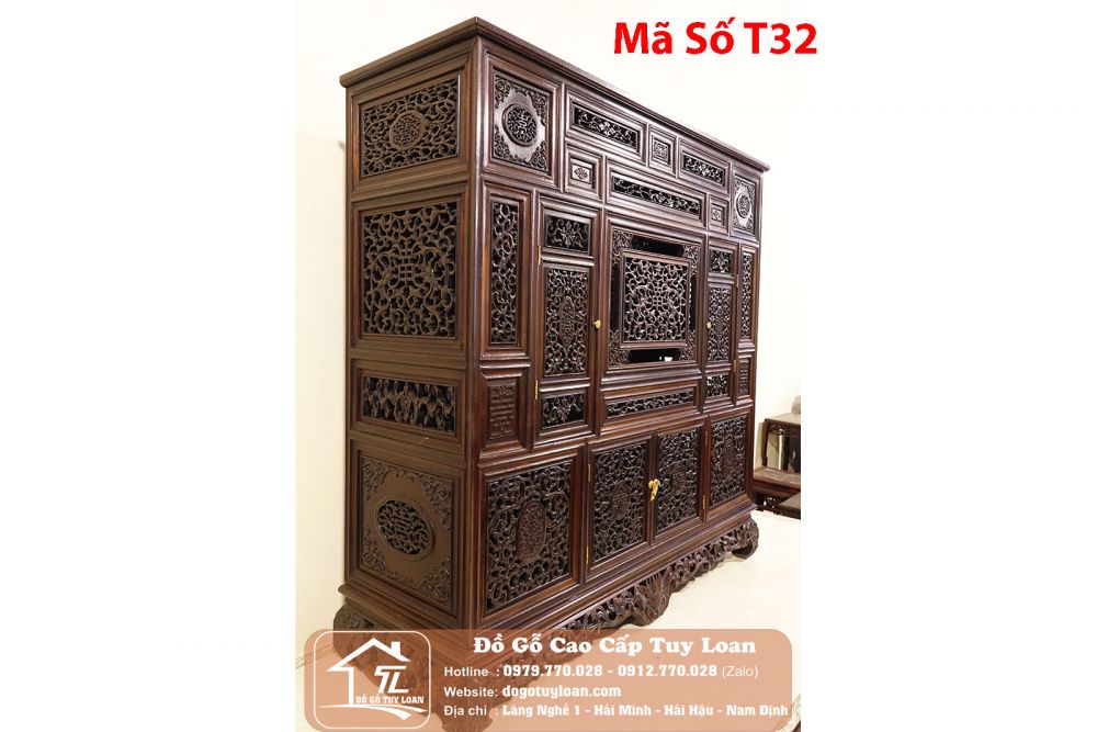 Tủ Sách Huế Gỗ Gụ Mã Số T32