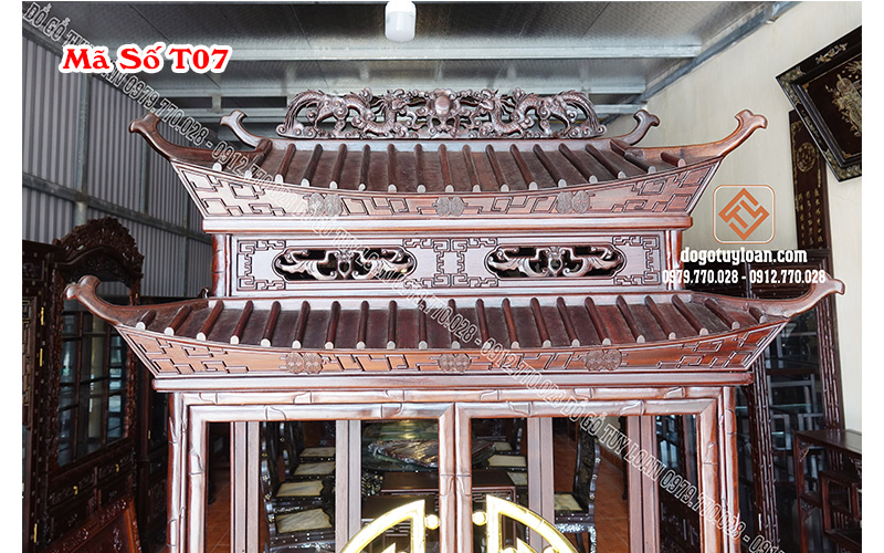 Tủ Bày Đồ Mái Chùa Đục Tứ Diện Mã Số T07