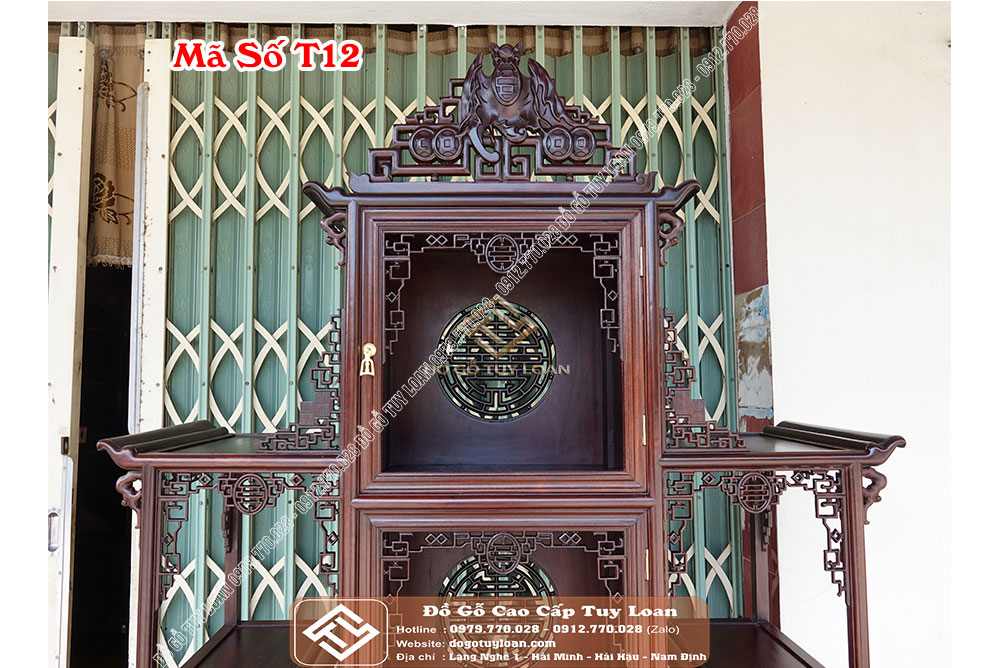 Tủ Bày Đồ Triện Dơi Gỗ Gụ Mã Số T12