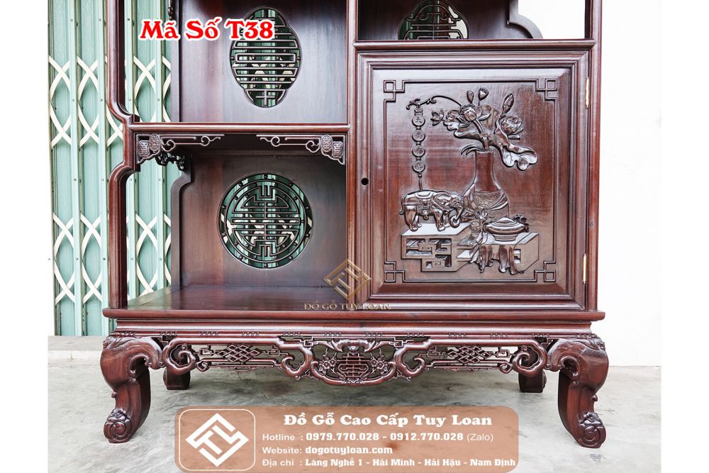Tủ Triện Lệch Gỗ Gụ Mã Số T38