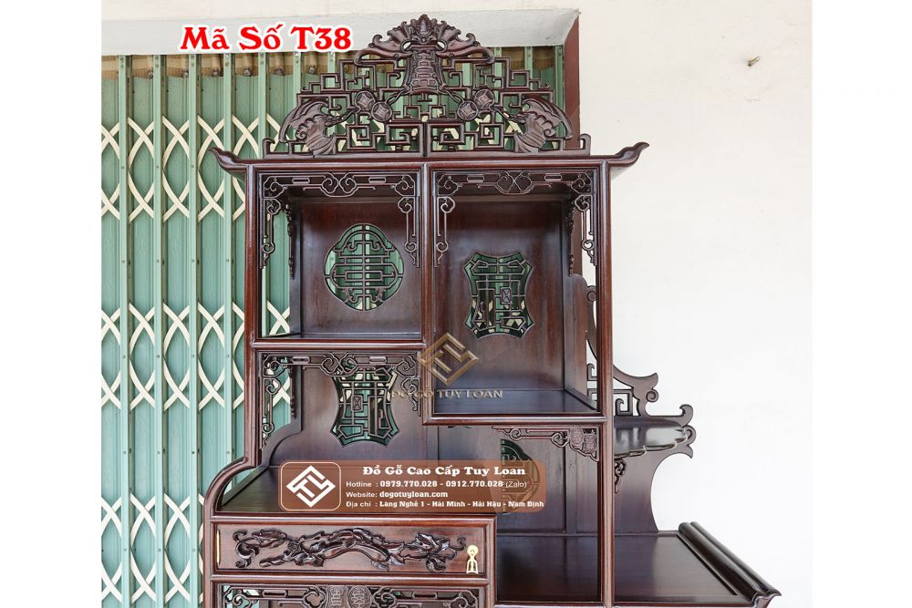 Tủ Triện Lệch Gỗ Gụ Mã Số T38