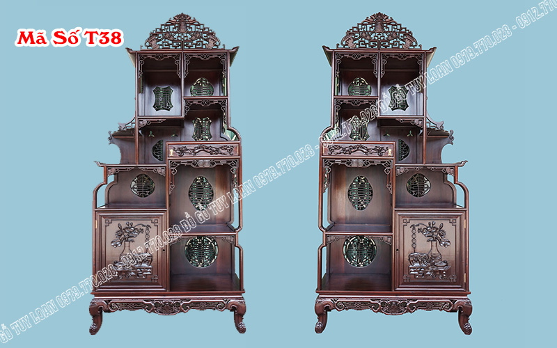 Tủ Triện Lệch Gỗ Gụ Mã Số T38