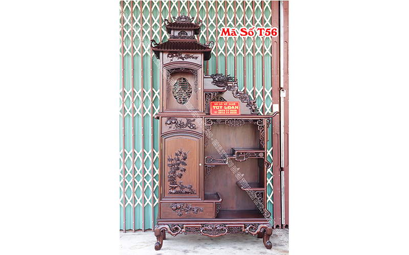 Tủ Bày Đồ Lệch Mái Chùa T56