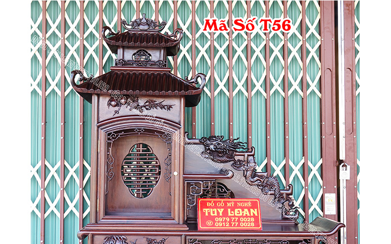 Tủ Bày Đồ Lệch Mái Chùa T56