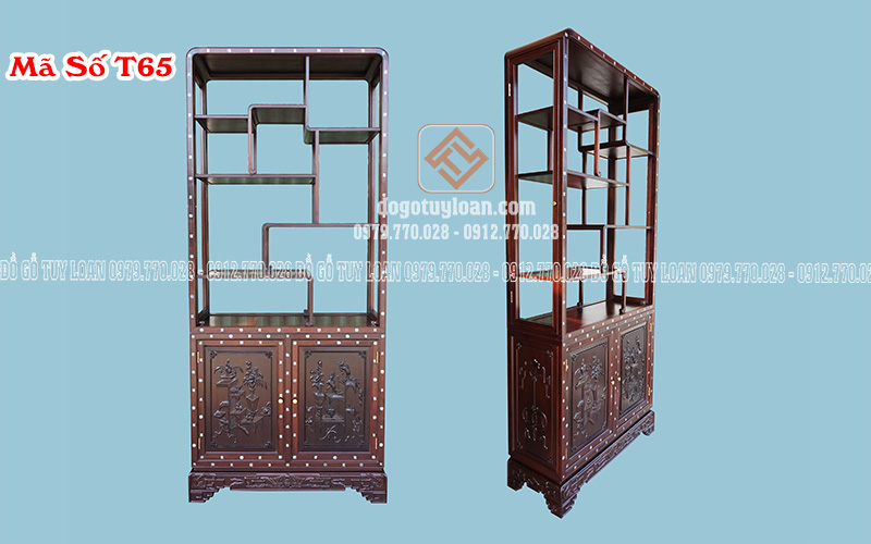 Tủ Đồ Phòng Khách - Tủ Bày Đồ Khảm Chữ Thọ T65