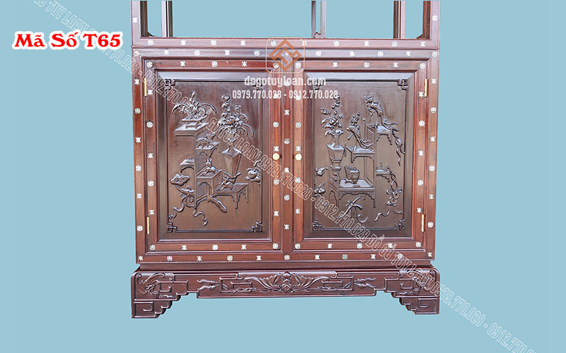 Tủ Đồ Phòng Khách - Tủ Bày Đồ Khảm Chữ Thọ T65