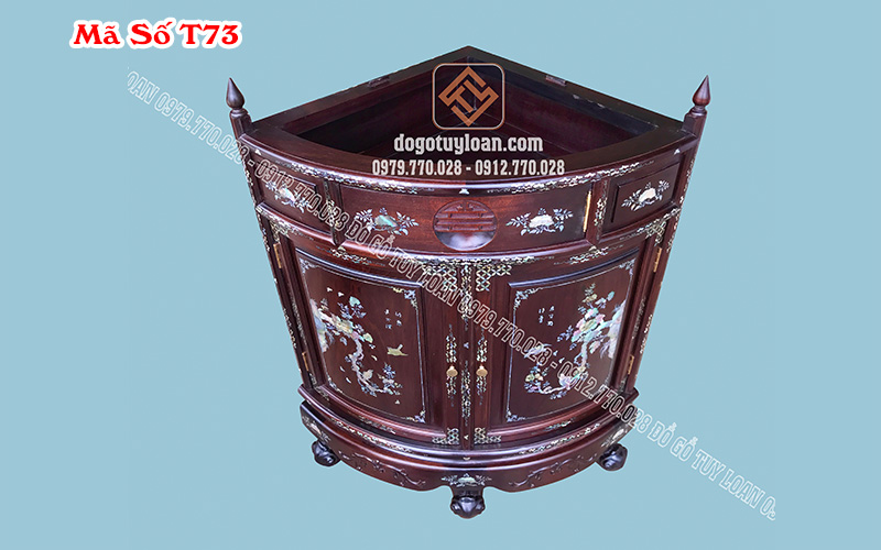 Tủ Góc Khảm Ốc - Tủ Bày Đồ Góc Gỗ Gụ T73