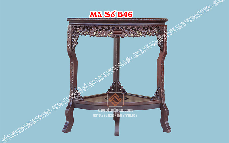 Bàn Góc, Đôn Góc Gỗ Gụ Mặt Đá B46