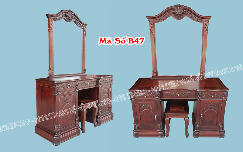 Bàn Trang Điểm Gỗ Gụ Cao Cấp, Sang Trọng B47