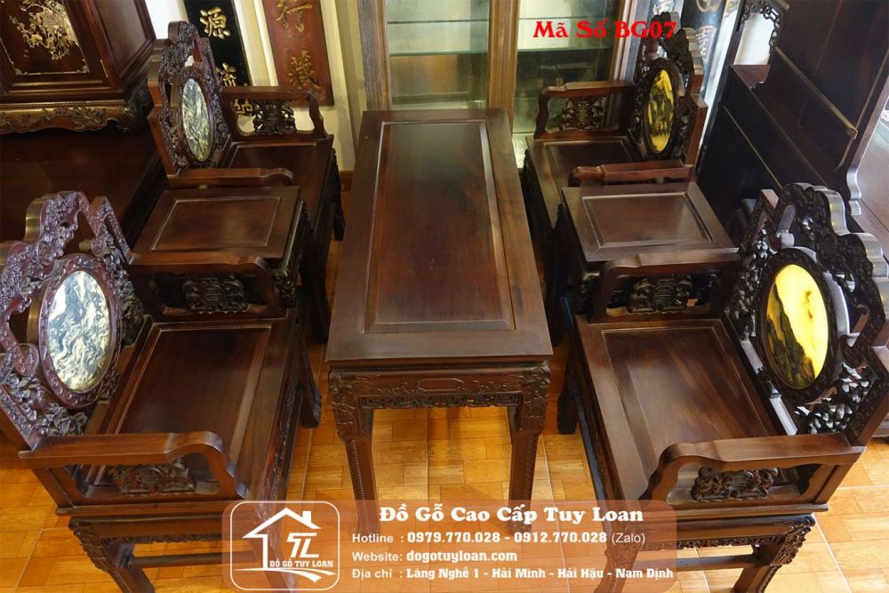 Bộ Bàn Ghế Vách Dắt Đá 7 Món Mã Số BG07