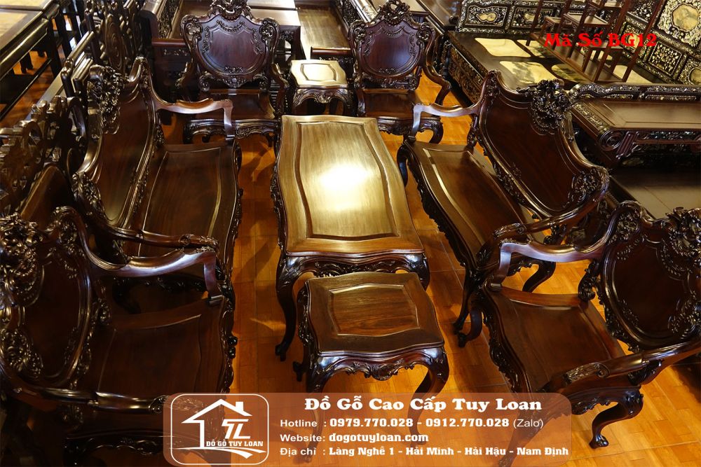 Bộ Louis 9 Món Gỗ Gụ Mẫu 2 Mã Số BG12