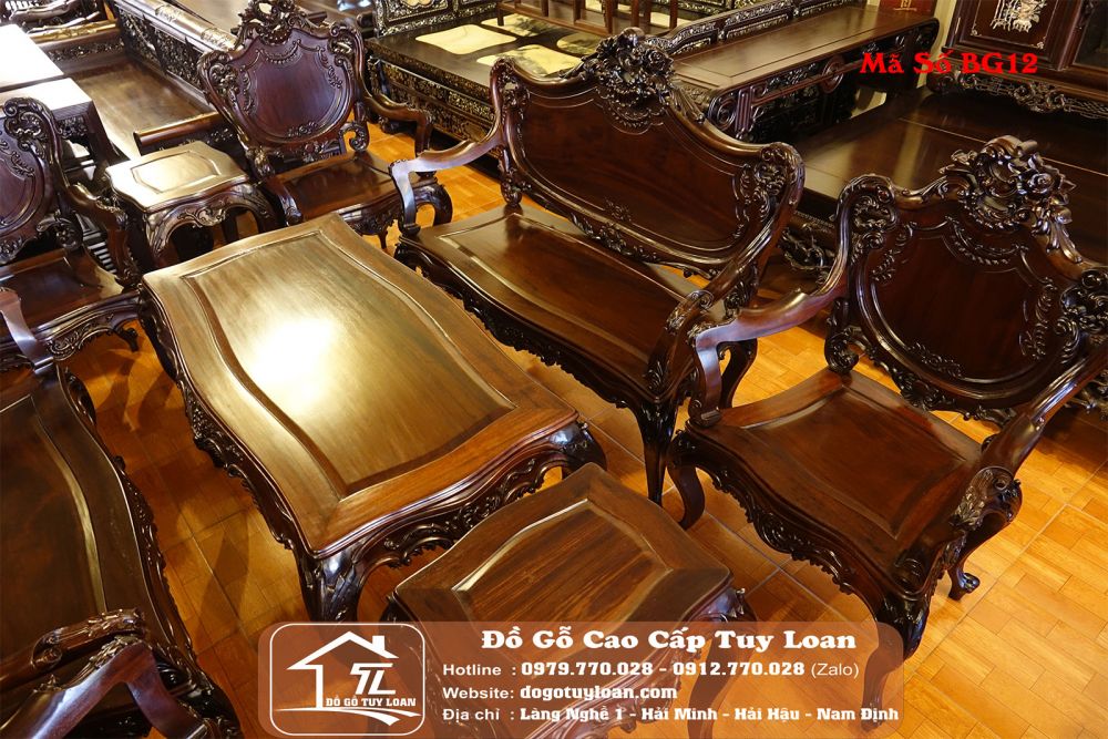 Bộ Louis 9 Món Gỗ Gụ Mẫu 2 Mã Số BG12