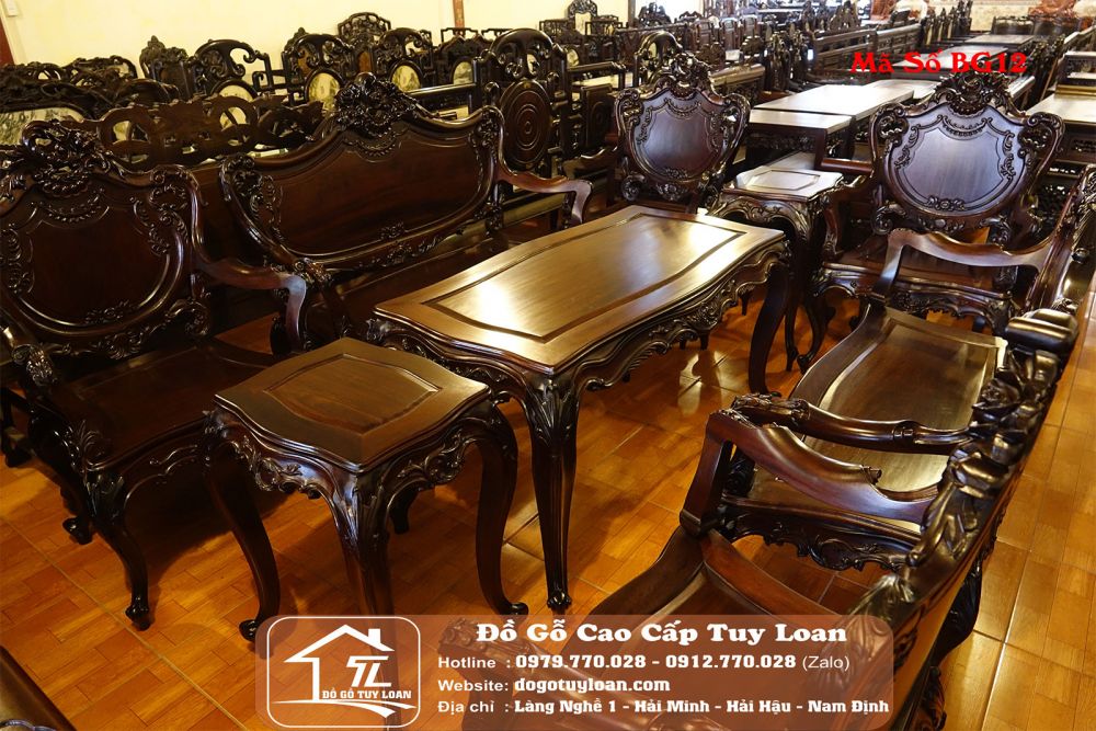 Bộ Louis 9 Món Gỗ Gụ Mẫu 2 Mã Số BG12