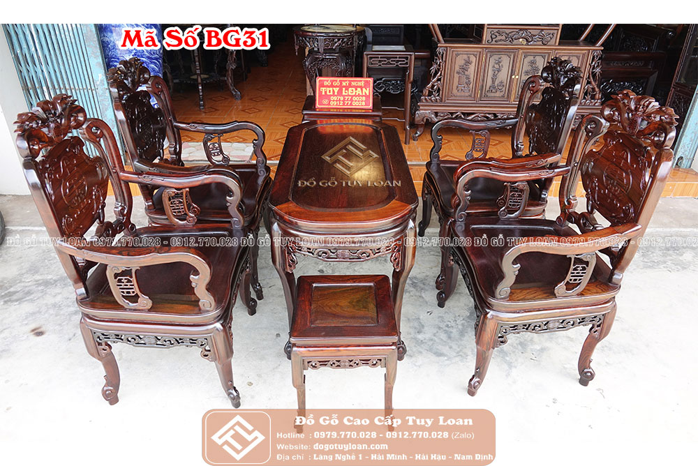 Bộ Bàn Ghế Khánh Dơi Gỗ Trắc Hàng VIP Mã Số BG31