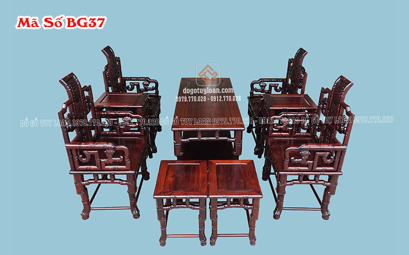 Bộ Vách Trúc Dáng Tần 9 món Gỗ Gụ BG37