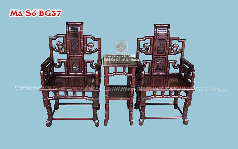 Bộ Vách Trúc Dáng Tần 9 món Gỗ Gụ BG37