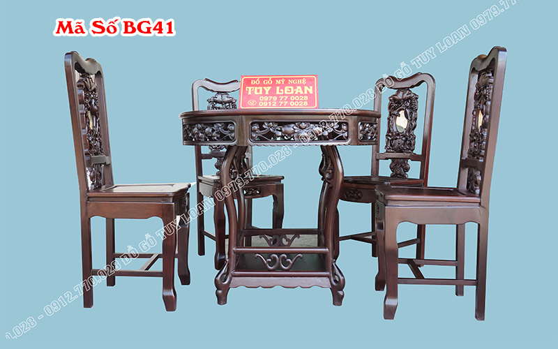 Bộ Bàn Ăn 5 Ghế Bằng Gỗ Cao Cấp BG41