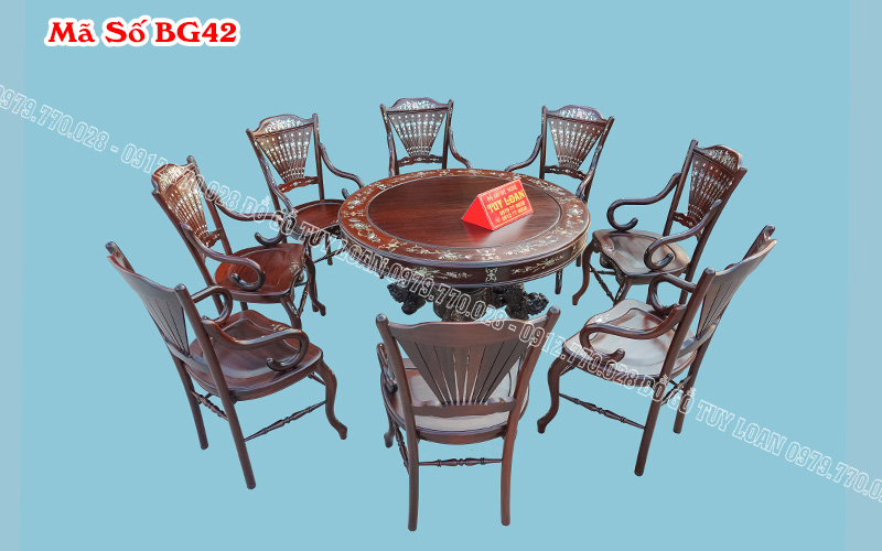 Bộ Bàn Ghế Ăn Rẻ Quạt Gỗ Gụ BG42