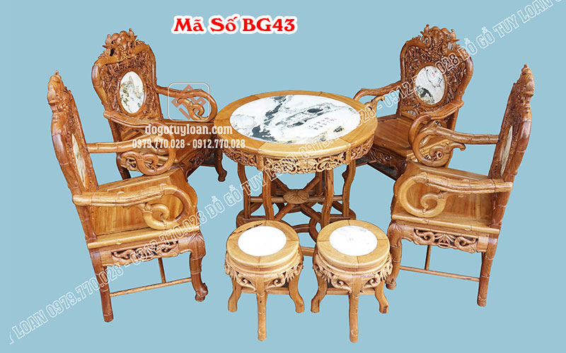 Bộ Ghế Trúc Đục Tay Chơi Trần Mộc Gỗ Gụ Mã Số BG43
