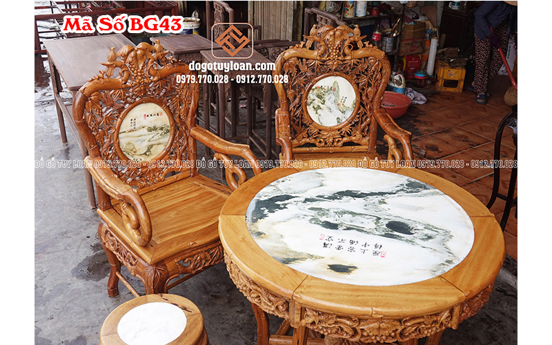 Bộ Ghế Trúc Đục Tay Chơi Trần Mộc Gỗ Gụ Mã Số BG43