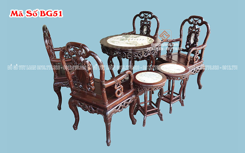 Bộ Bàn Ghế Trúc Gỗ Gụ Mã Số BG51