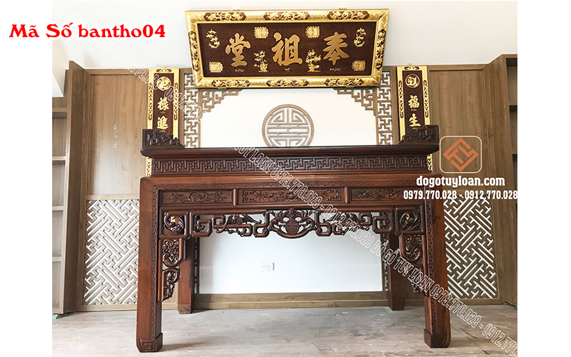 Combo Bàn Thờ, Đại Tự và Câu Đối Thiếc Vàng Ta 24k 9999 Cực VIP