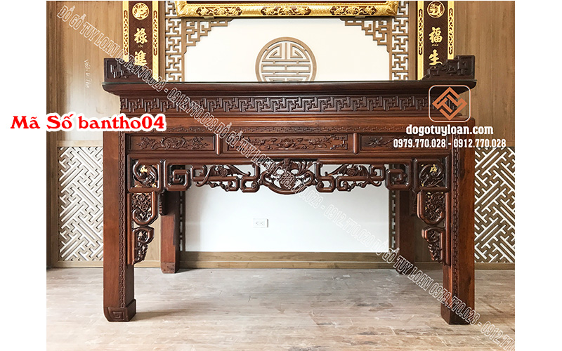 Combo Bàn Thờ, Đại Tự và Câu Đối Thiếc Vàng Ta 24k 9999 Cực VIP