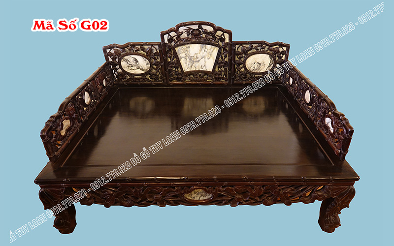 Giường Ba Thành Sen Gỗ Trắc Hàng Vip Mã Số G02