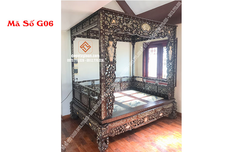 Giường Long Sàng Công Tử Bạc Liêu Khảm Ốc Đẹp G06