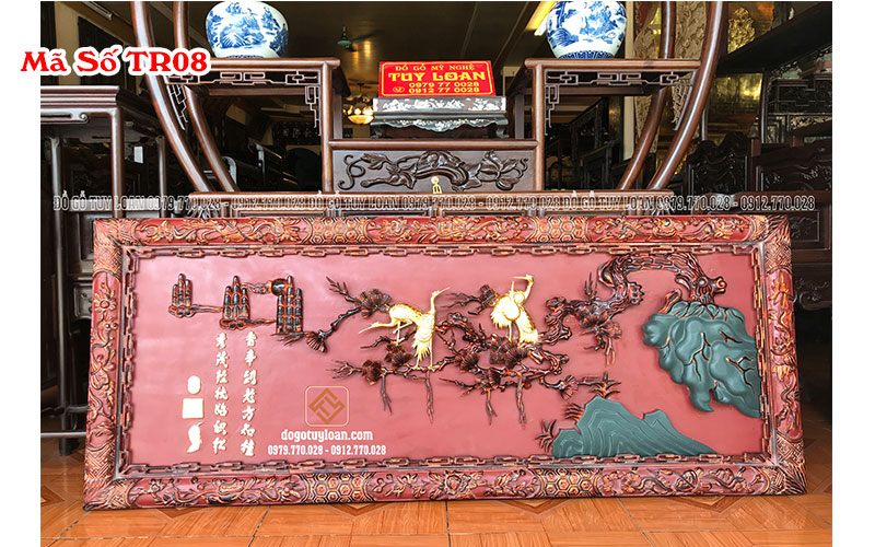 Tranh Tùng Hạc Sơn Son Hàng Đẹp mã số TR08