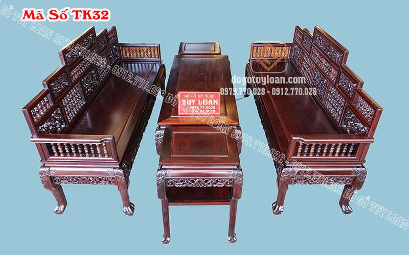 Bộ Trường Con Tiện Chân Móng 5 Món Gỗ Gụ TK32 | Đồ Gỗ Tuy Loan