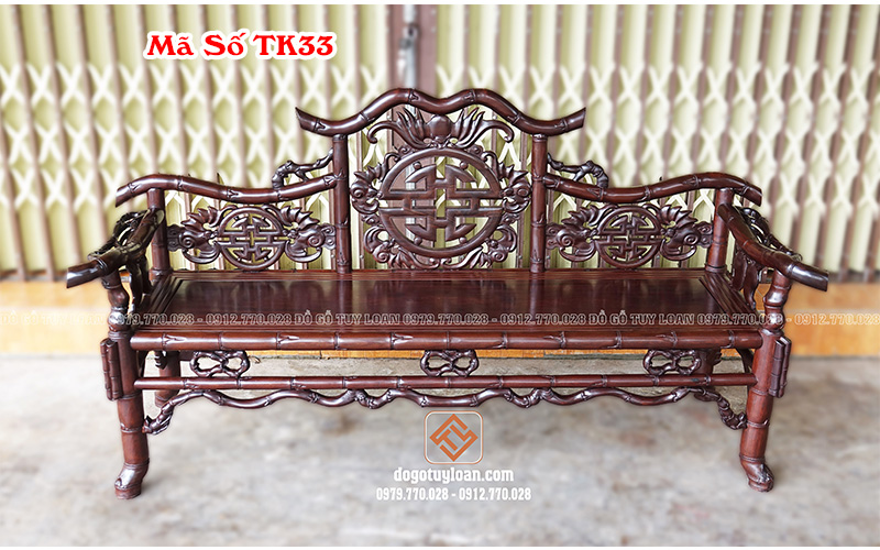 Trường Kỷ Trúc Dơi 4 Món Gỗ Gụ TK33