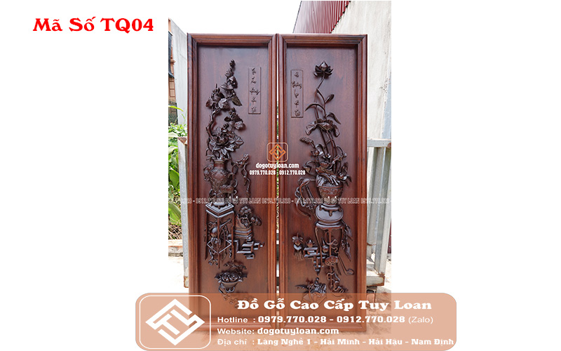 Tứ Qúy Siêu Đẹp Đục Kênh Bong Gỗ Gụ TQ04